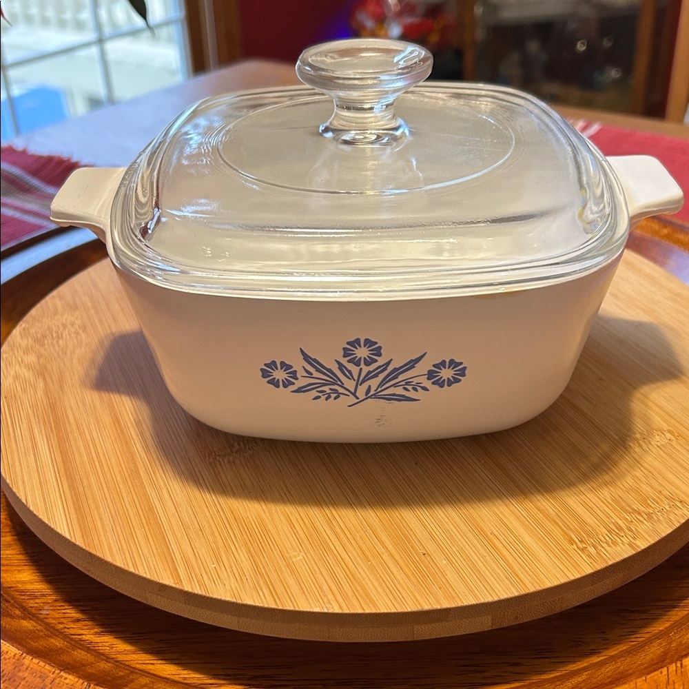 Corningware White Baking Dish with Blue Accents